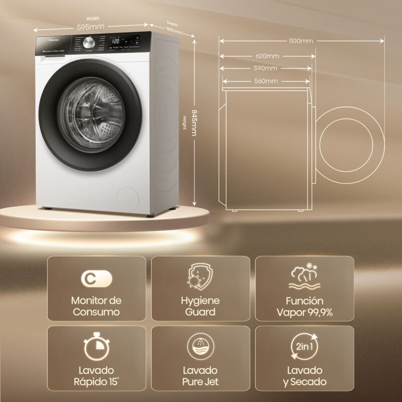 Lavadora Secadora Hisense WD3S1043BW3 - Imagen 3