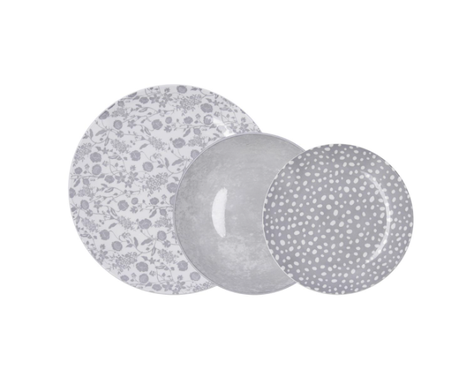 Vajilla BIDASOA Aquilea Gris 18P